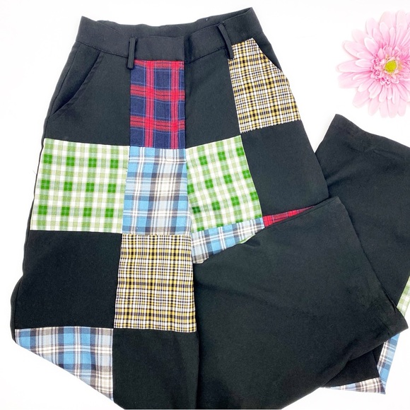 The Ragged Priest X Free People Error Plaid Patchwork Straight Leg Pants Trouser - Picture 6 of 16